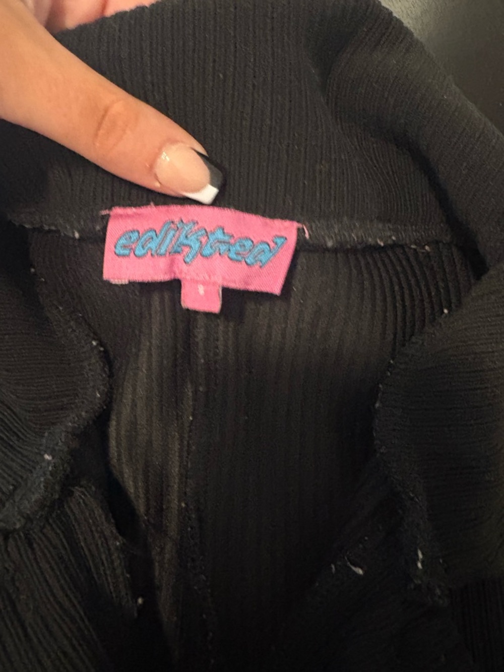 Edikted Black Ribbed Button-Up Romper - Picture 5 of 5